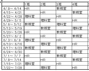 エクセル当番表