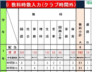 エクセル教育課程編成テンプレート
