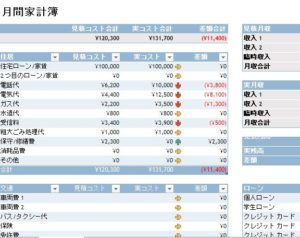エクセル 月間 総合家計簿