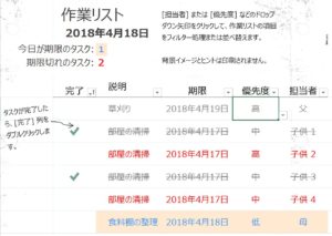 エクセルでタスク管理