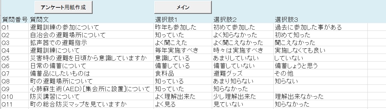 エクセル防災訓練アンケート集計テンプレート