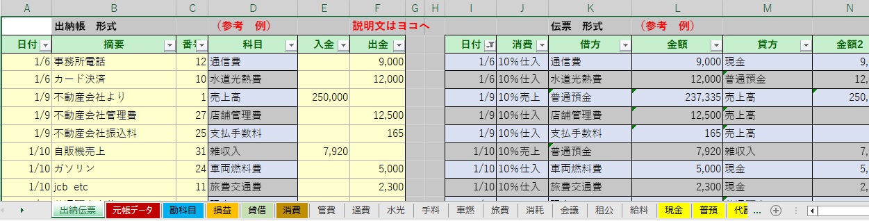 EXCEL会計 なせばなる テンプレート