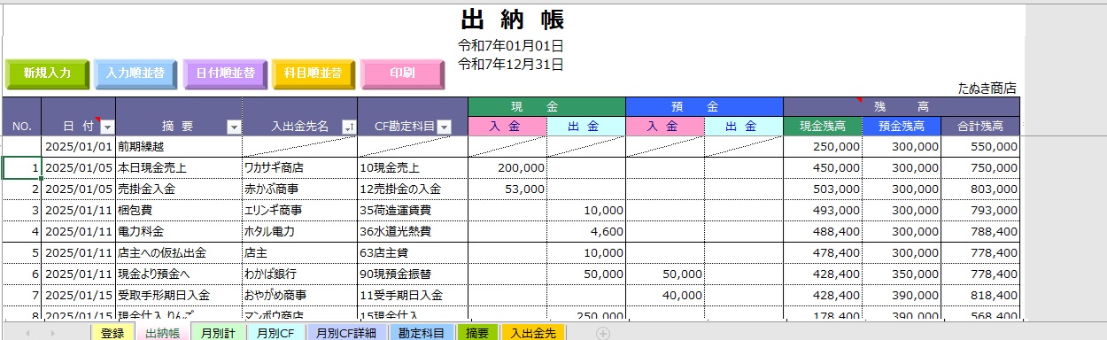 CXCELキャッシュ・フローがみえる! 出納帳テンプレート