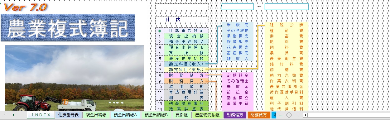 農業複式簿記(エクセルVBA)